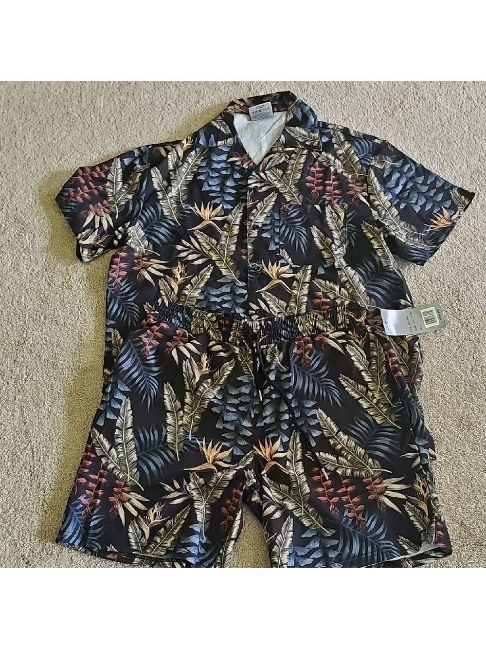 Entro Tropical Print Men's Swim Set - Black, Blue, Red